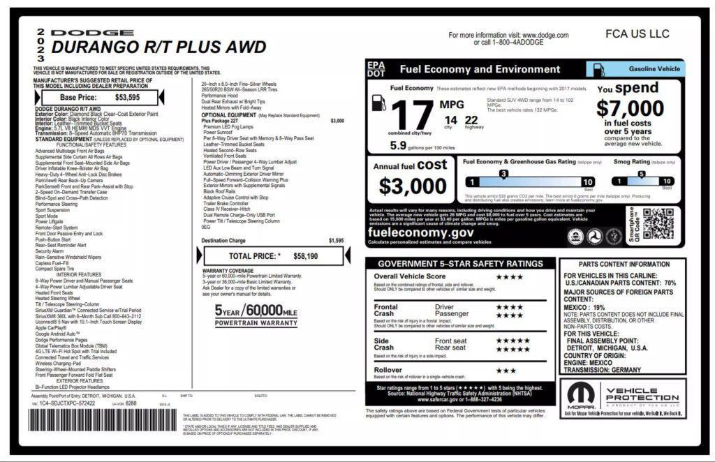 used 2023 Dodge Durango car, priced at $34,990