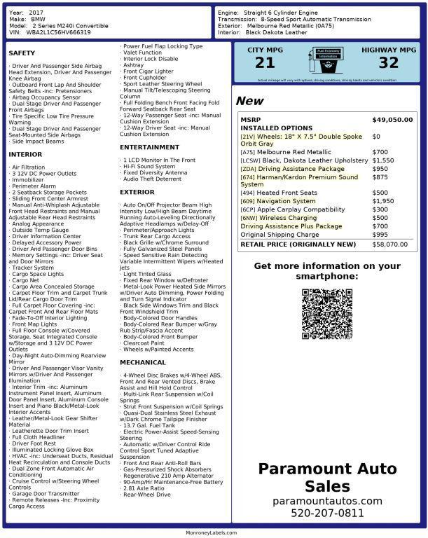 used 2017 BMW M240 car, priced at $19,990