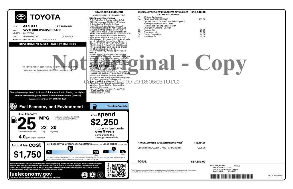 used 2022 Toyota Supra car, priced at $47,990