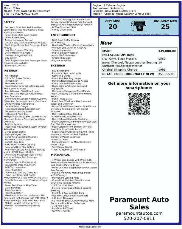 used 2016 Volvo XC90 car, priced at $16,990