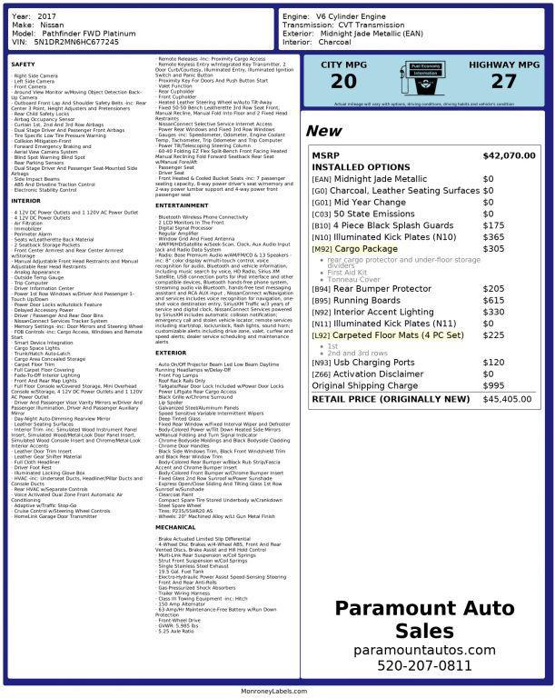 used 2017 Nissan Pathfinder car, priced at $12,990