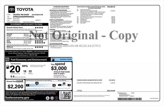 used 2023 Toyota Tacoma car, priced at $38,990