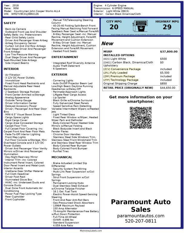 used 2018 MINI Countryman car, priced at $19,990