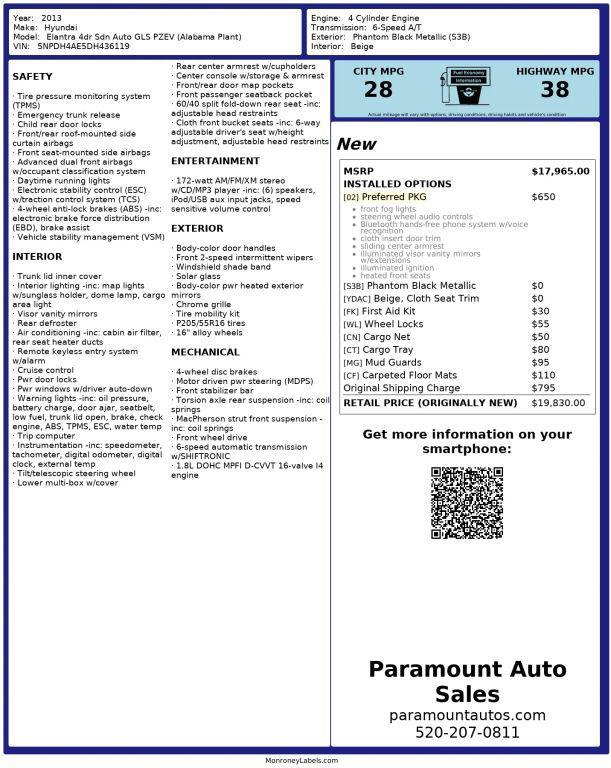 used 2013 Hyundai Elantra car, priced at $7,990