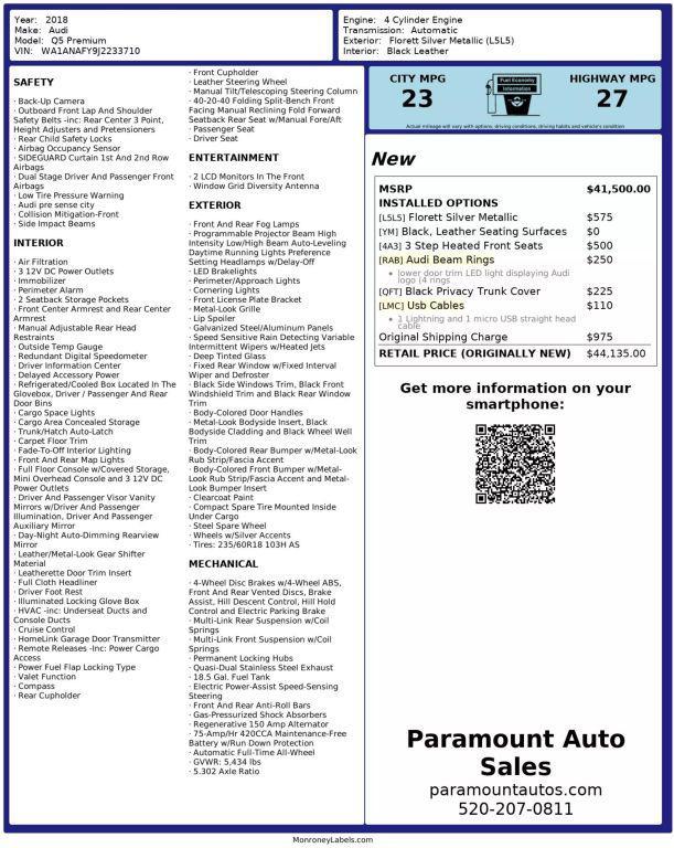 used 2018 Audi Q5 car, priced at $15,990