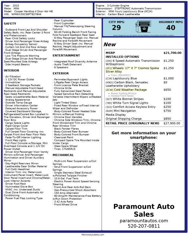 used 2015 MINI Hardtop car, priced at $8,990