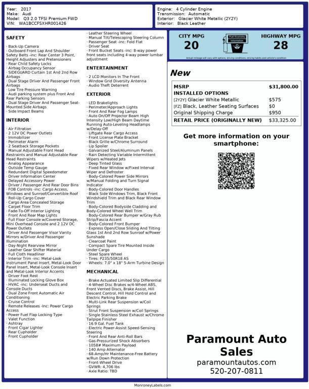 used 2017 Audi Q3 car, priced at $13,990
