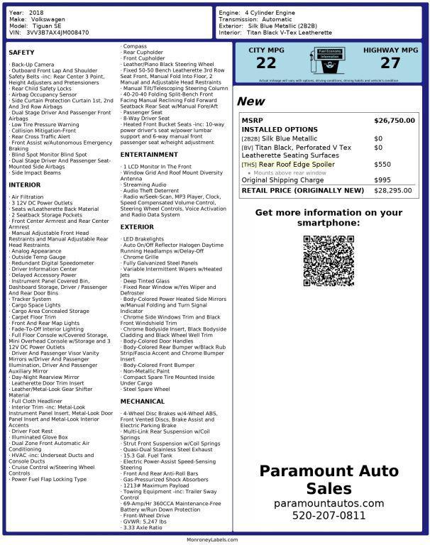 used 2018 Volkswagen Tiguan car, priced at $12,990