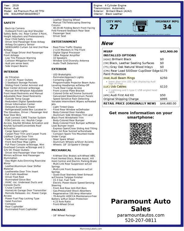 used 2019 Audi A4 car, priced at $21,990