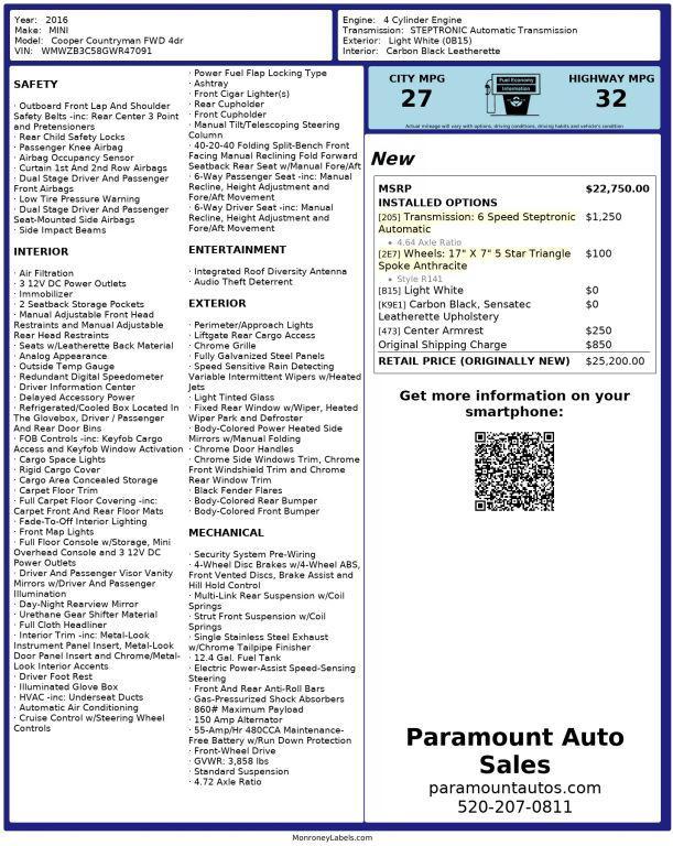 used 2016 MINI Countryman car, priced at $9,990