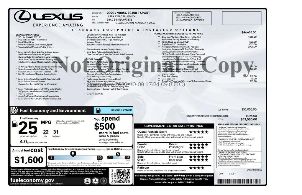 used 2020 Lexus ES 350 car, priced at $26,990