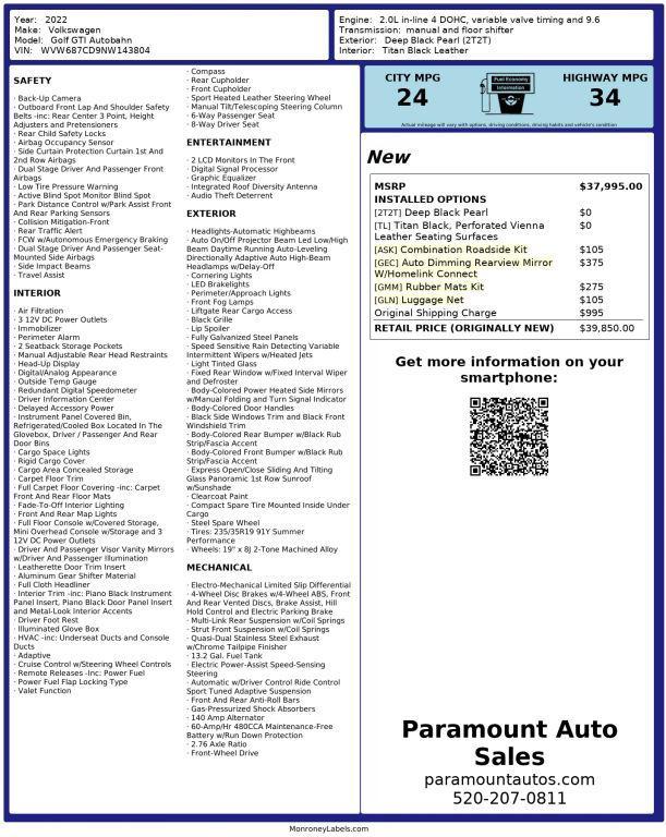 used 2022 Volkswagen Golf GTI car, priced at $28,990