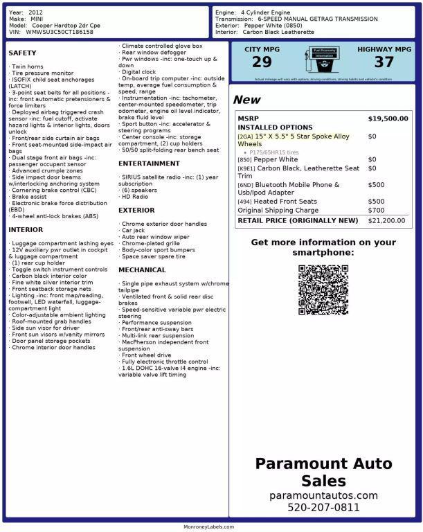 used 2012 MINI Cooper car, priced at $7,990