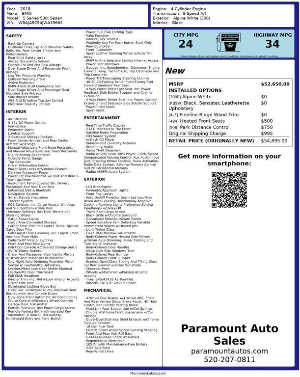 used 2018 BMW 530 car, priced at $17,990