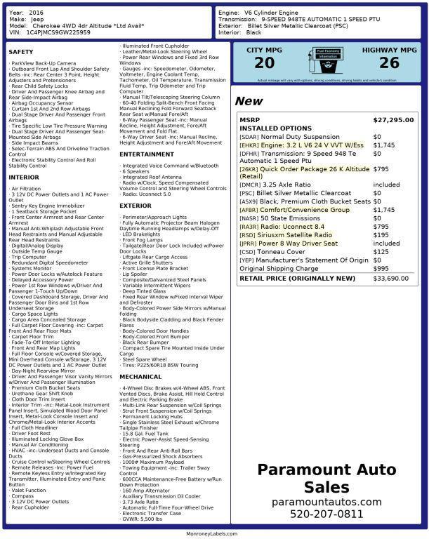 used 2016 Jeep Cherokee car, priced at $11,990