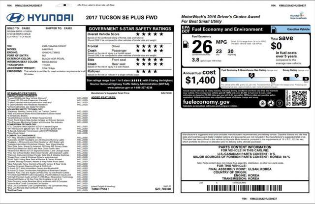used 2017 Hyundai Tucson car, priced at $14,990
