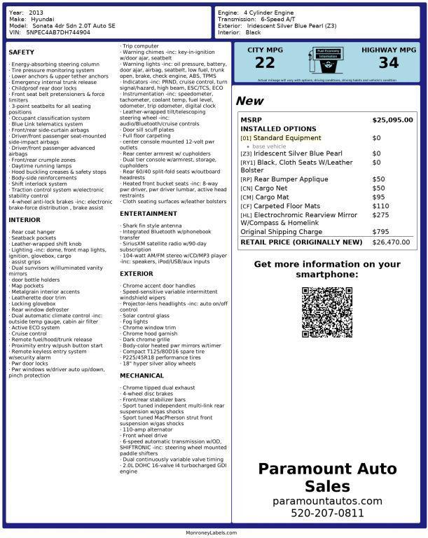 used 2013 Hyundai Sonata car, priced at $8,990