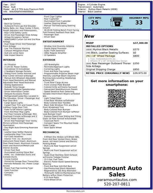 used 2017 Audi A4 car, priced at $12,990