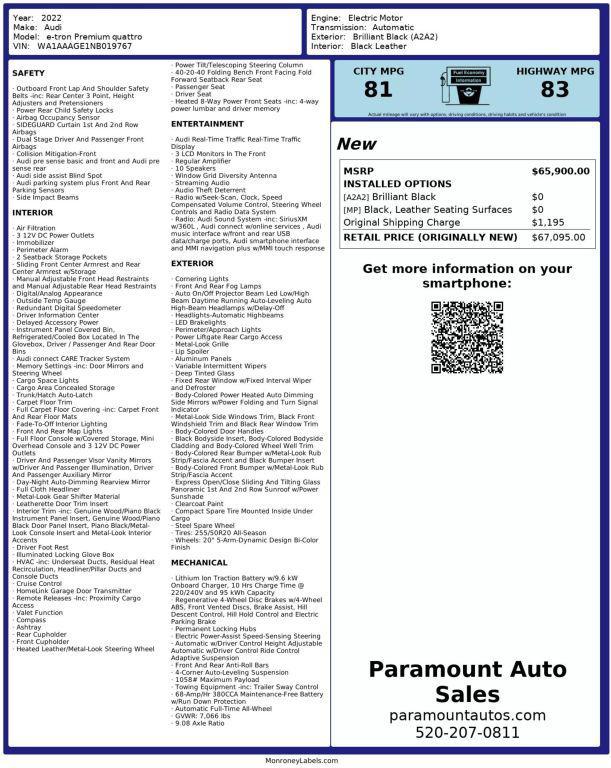 used 2022 Audi e-tron car, priced at $26,990