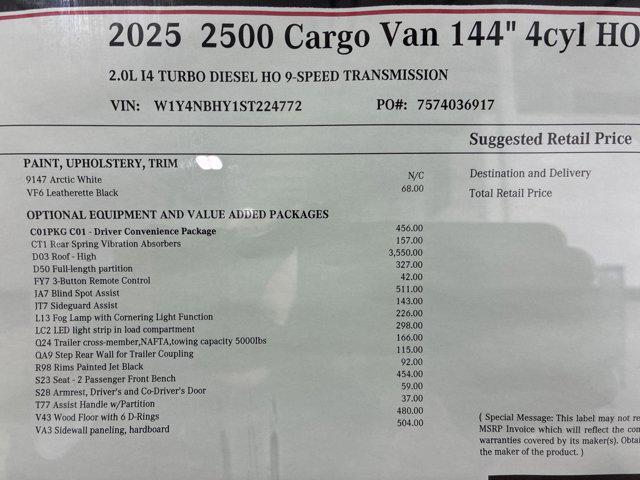 new 2025 Mercedes-Benz Sprinter 2500 car, priced at $63,660