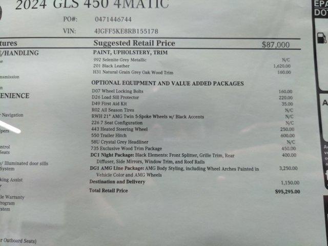 new 2024 Mercedes-Benz GLS 450 car, priced at $95,295