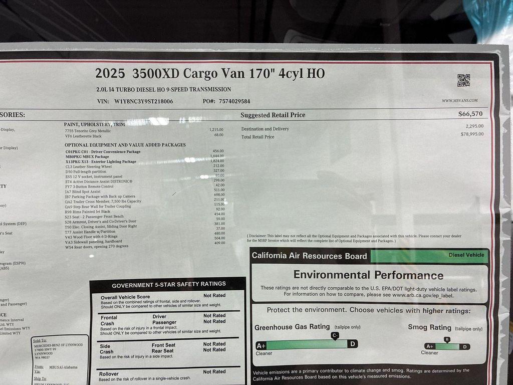 new 2025 Mercedes-Benz Sprinter 3500XD car, priced at $78,995