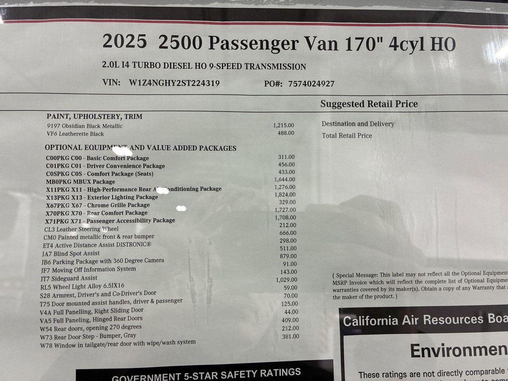 new 2025 Mercedes-Benz Sprinter 2500 car, priced at $88,215