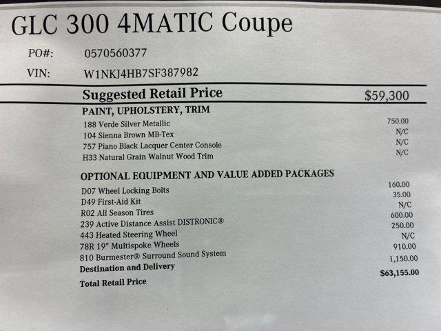 new 2025 Mercedes-Benz GLC 300 car, priced at $63,155