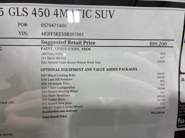 new 2025 Mercedes-Benz GLS 450 car, priced at $92,240