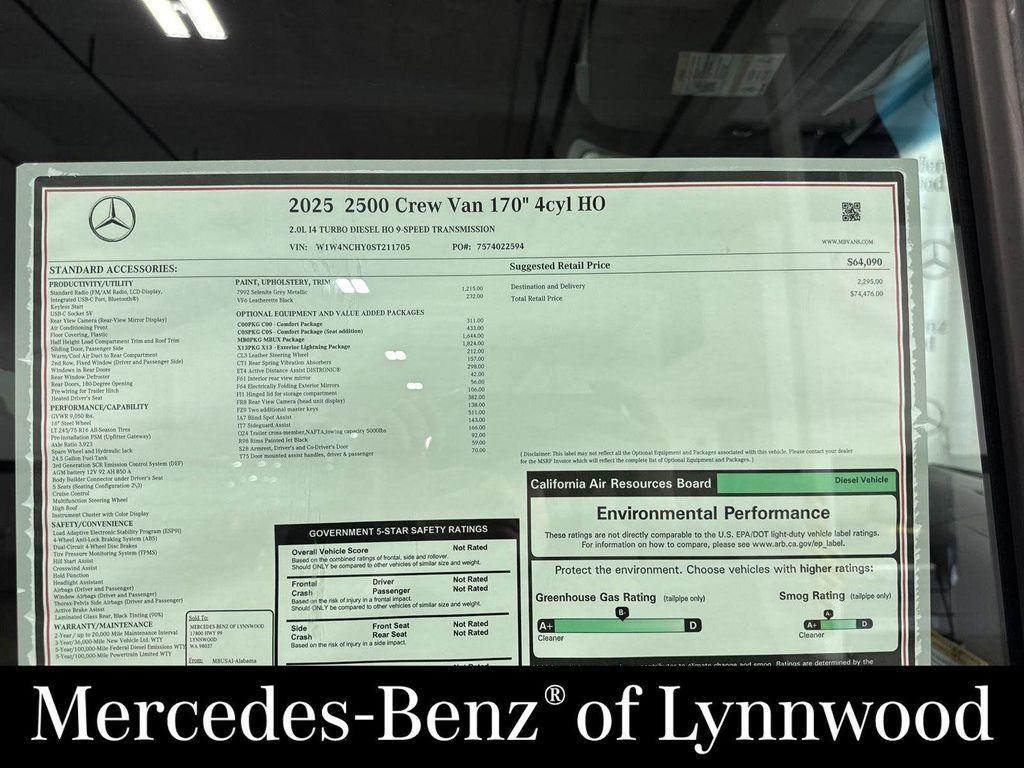 new 2025 Mercedes-Benz Sprinter 2500 car, priced at $74,476