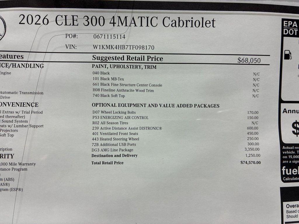 new 2026 Mercedes-Benz CLE 300 car, priced at $74,570