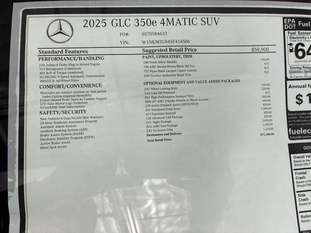 new 2025 Mercedes-Benz GLC 350e car, priced at $71,180
