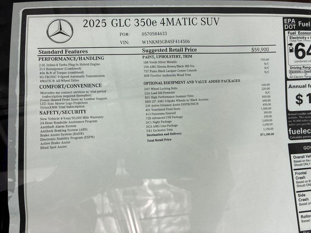 new 2025 Mercedes-Benz GLC 350e car, priced at $71,180