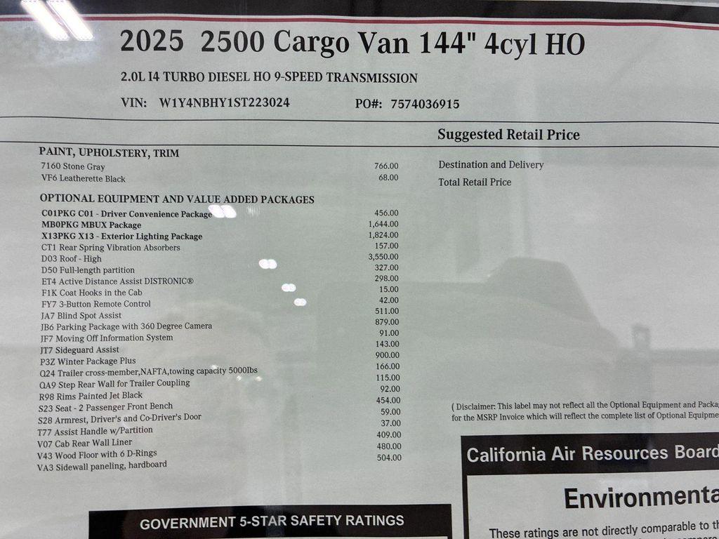 new 2025 Mercedes-Benz Sprinter 2500 car, priced at $69,962