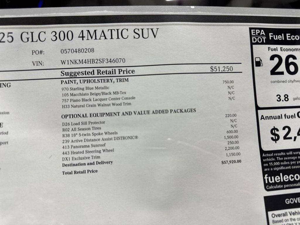 new 2025 Mercedes-Benz GLC 300 car, priced at $57,920
