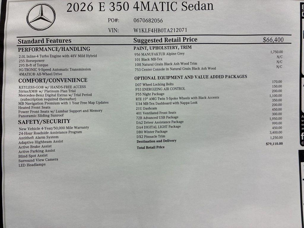 new 2026 Mercedes-Benz E-Class car, priced at $79,110