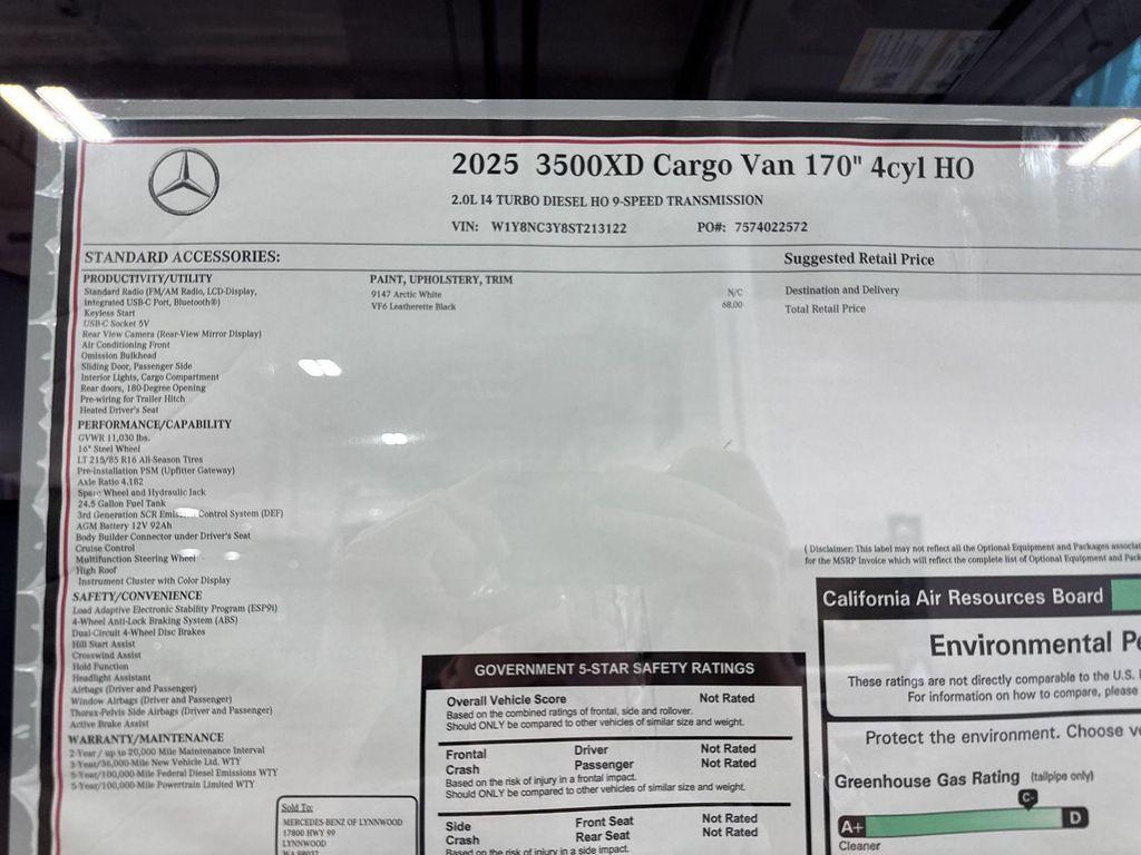 new 2025 Mercedes-Benz Sprinter 3500XD car, priced at $68,933