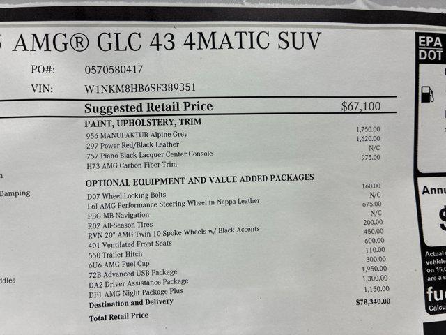 new 2025 Mercedes-Benz AMG GLC 43 car, priced at $78,340