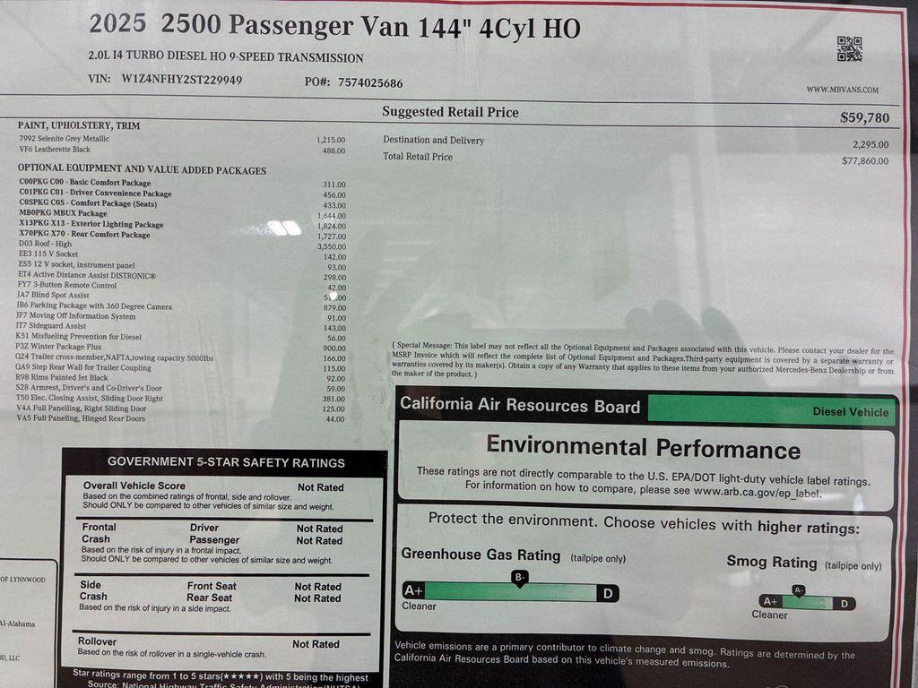 new 2025 Mercedes-Benz Sprinter 2500 car, priced at $77,860