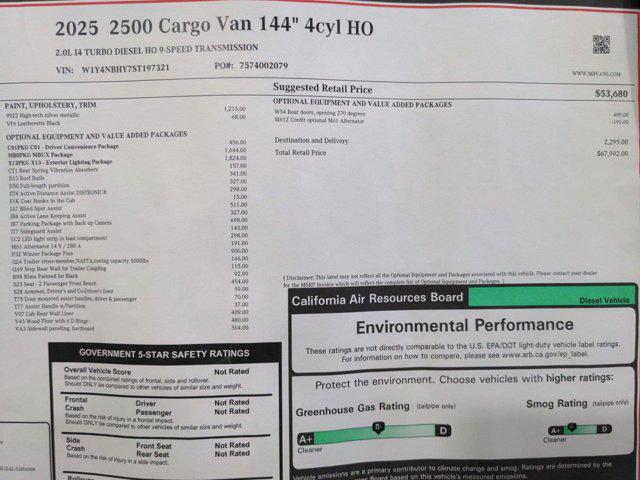 new 2025 Mercedes-Benz Sprinter 2500 car, priced at $67,992