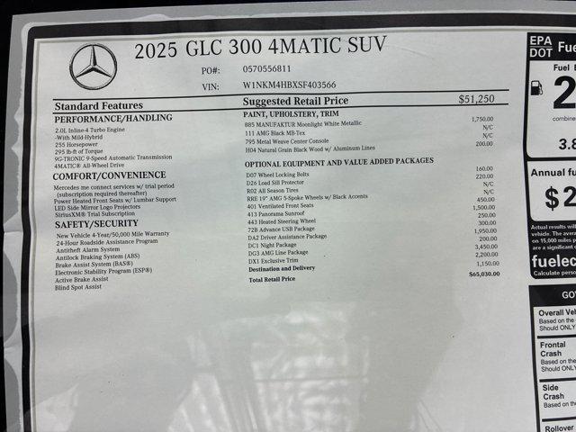 new 2025 Mercedes-Benz GLC 300 car, priced at $65,030