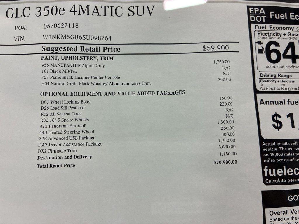 new 2025 Mercedes-Benz GLC 350e car, priced at $70,980