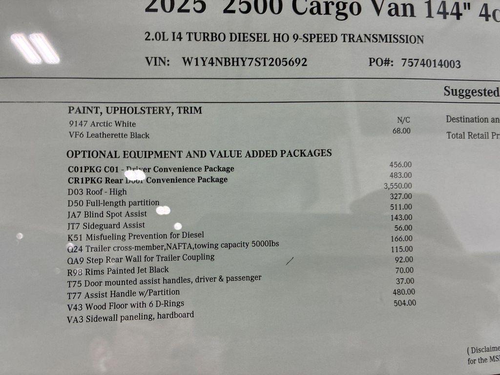 new 2025 Mercedes-Benz Sprinter 2500 car, priced at $63,033