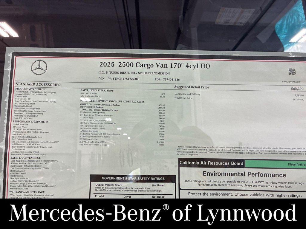 new 2025 Mercedes-Benz Sprinter 2500 car, priced at $71,699