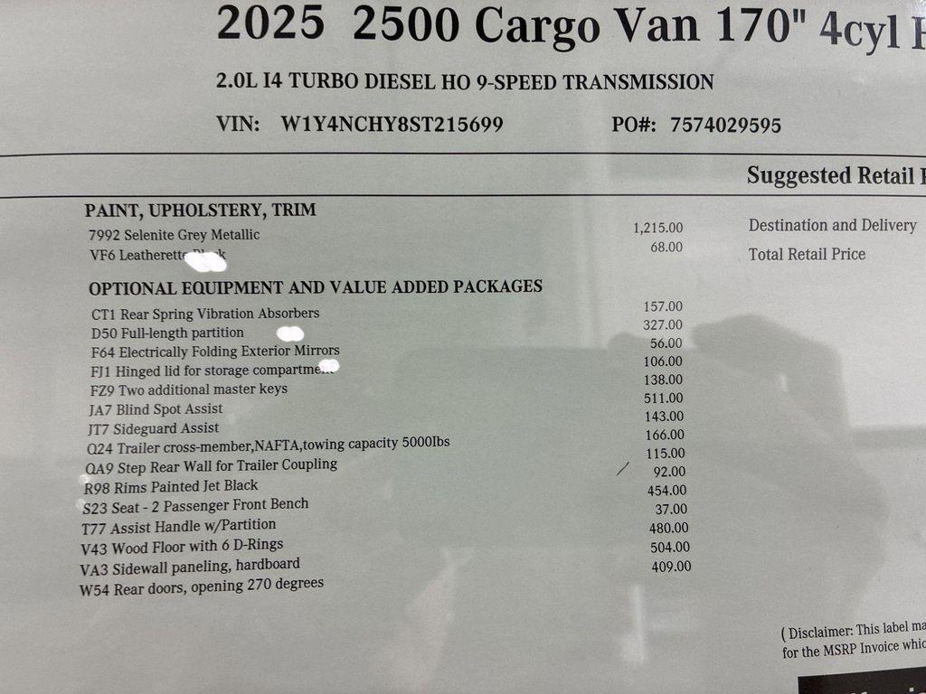 new 2025 Mercedes-Benz Sprinter 2500 car, priced at $67,663