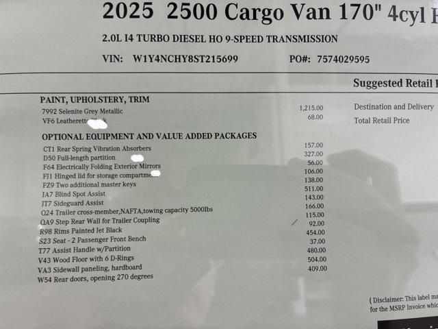 new 2025 Mercedes-Benz Sprinter 2500 car, priced at $67,663