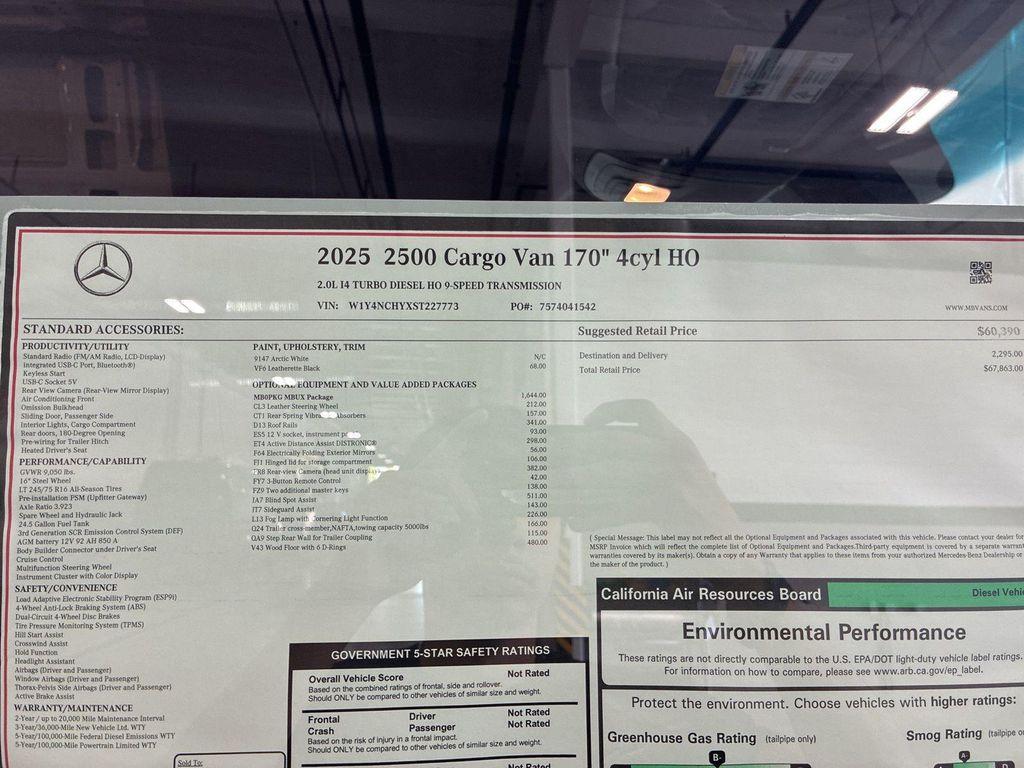 new 2025 Mercedes-Benz Sprinter 2500 car, priced at $67,863