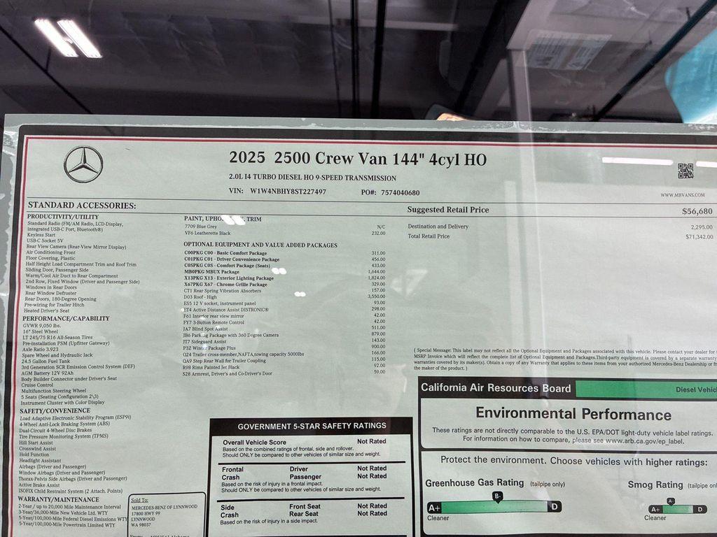 new 2025 Mercedes-Benz Sprinter 2500 car, priced at $71,342