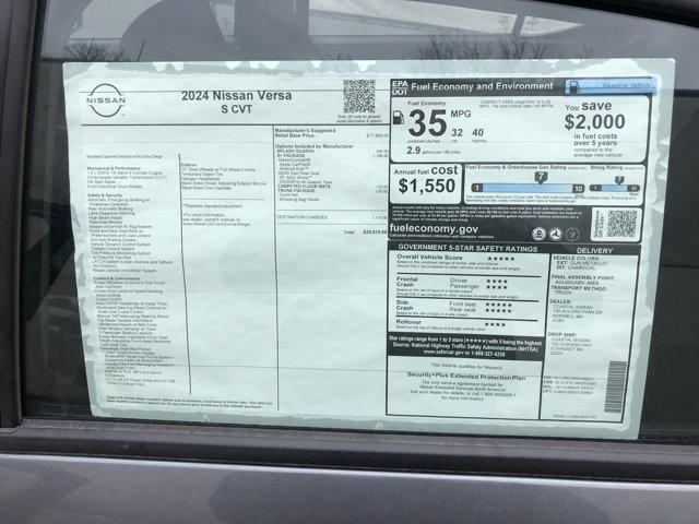 new 2024 Nissan Versa car, priced at $20,215