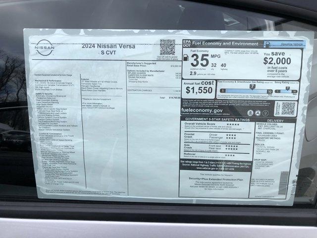 new 2024 Nissan Versa car, priced at $19,160